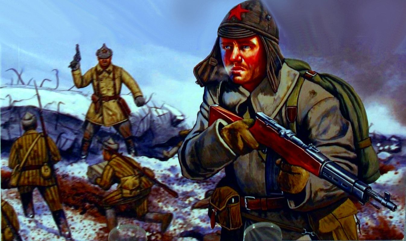 Bolshevik Red Guards in battle. War art, Military art, Revolution art