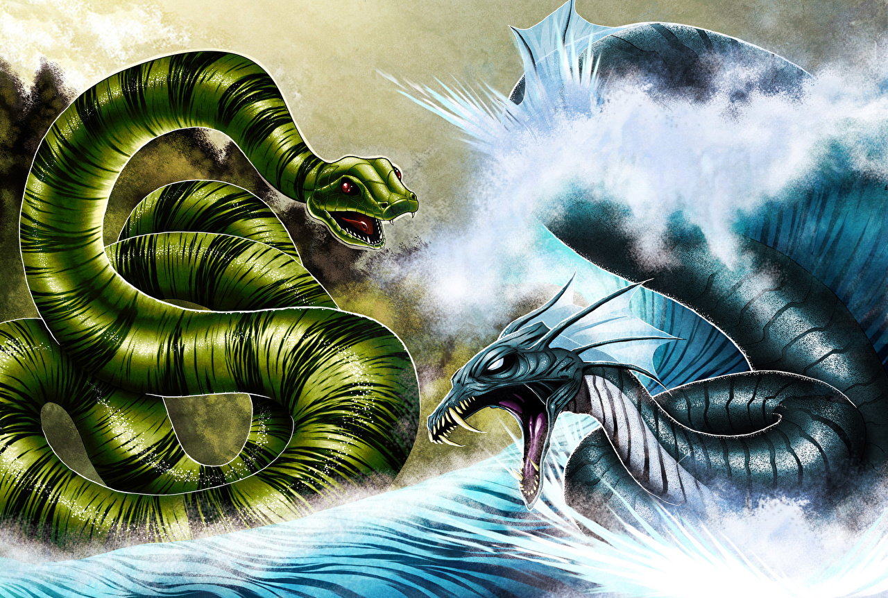 Wallpaper snake dragon Fantasy Battles