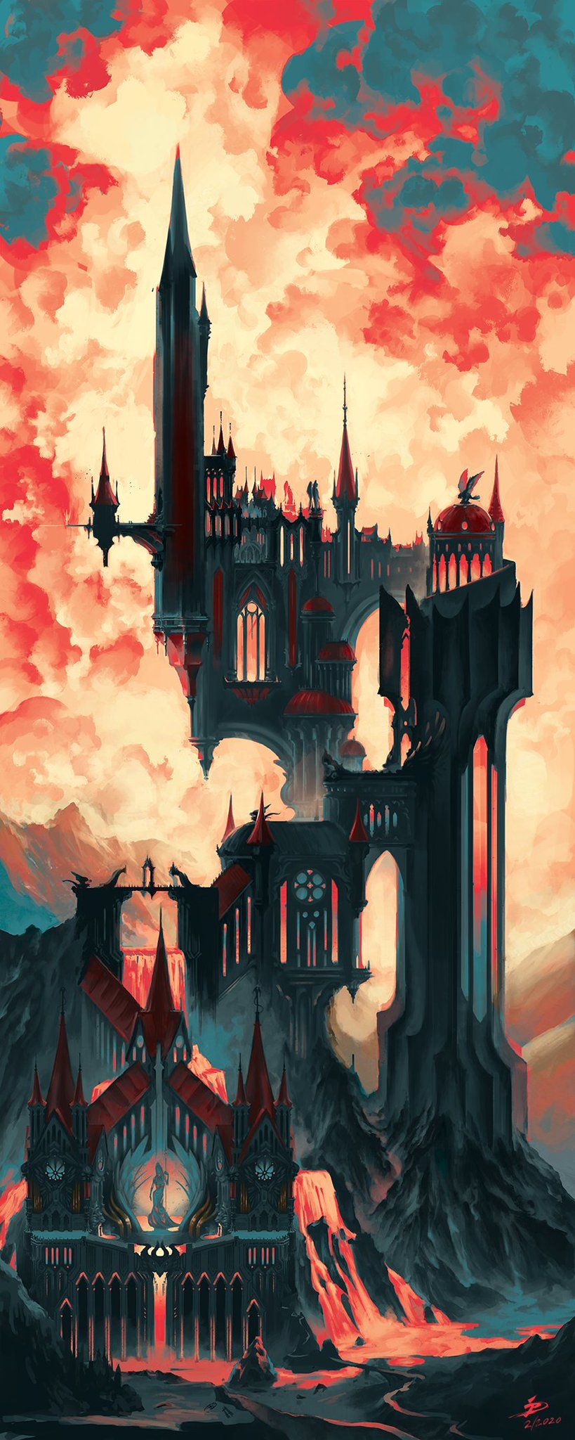 Konami UK on Twitter. Dark souls artwork, Castle painting, Vampire castle