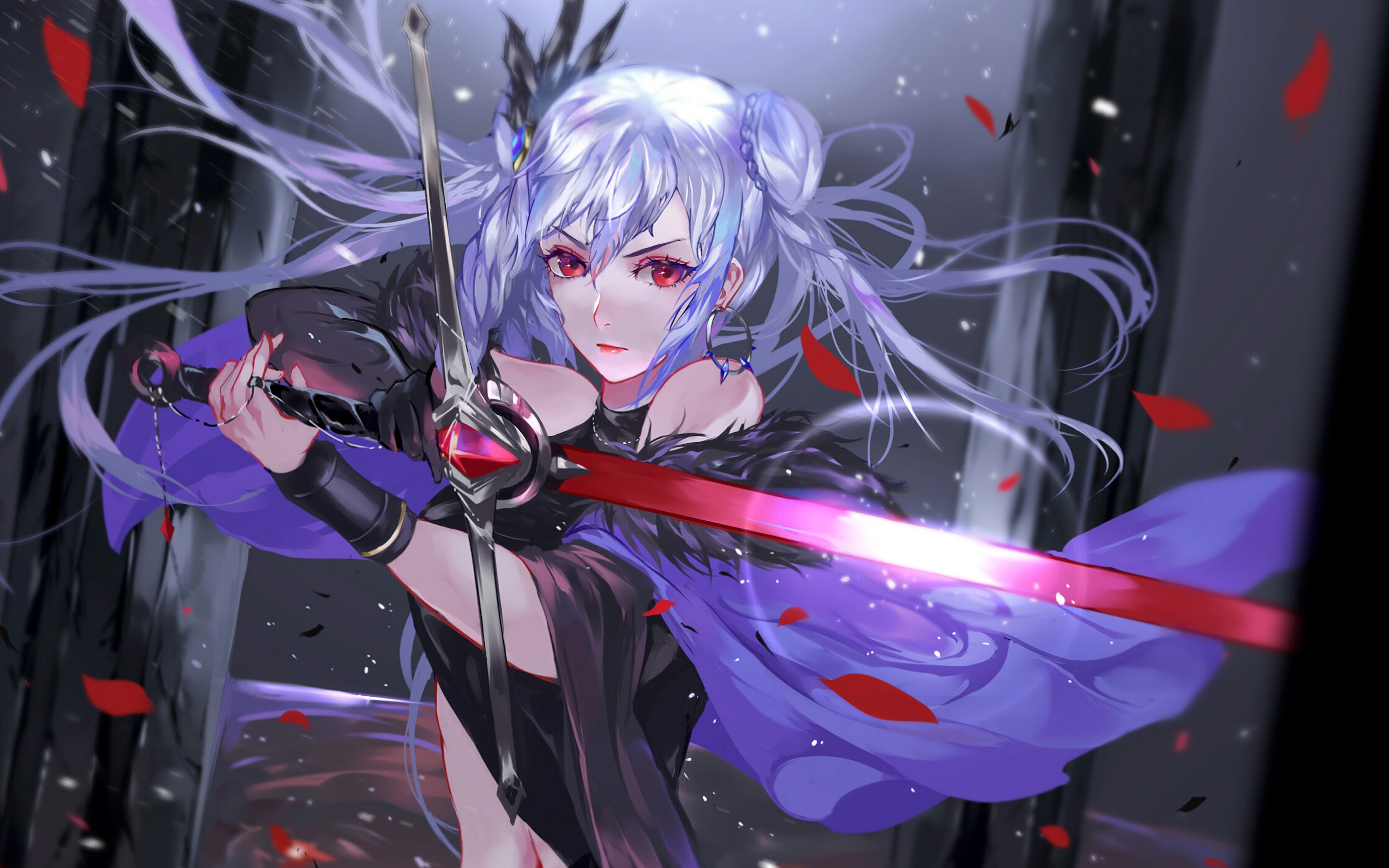 Anime Girl Warrior Fantasy Sword PC DeskK Wallpaper free Download