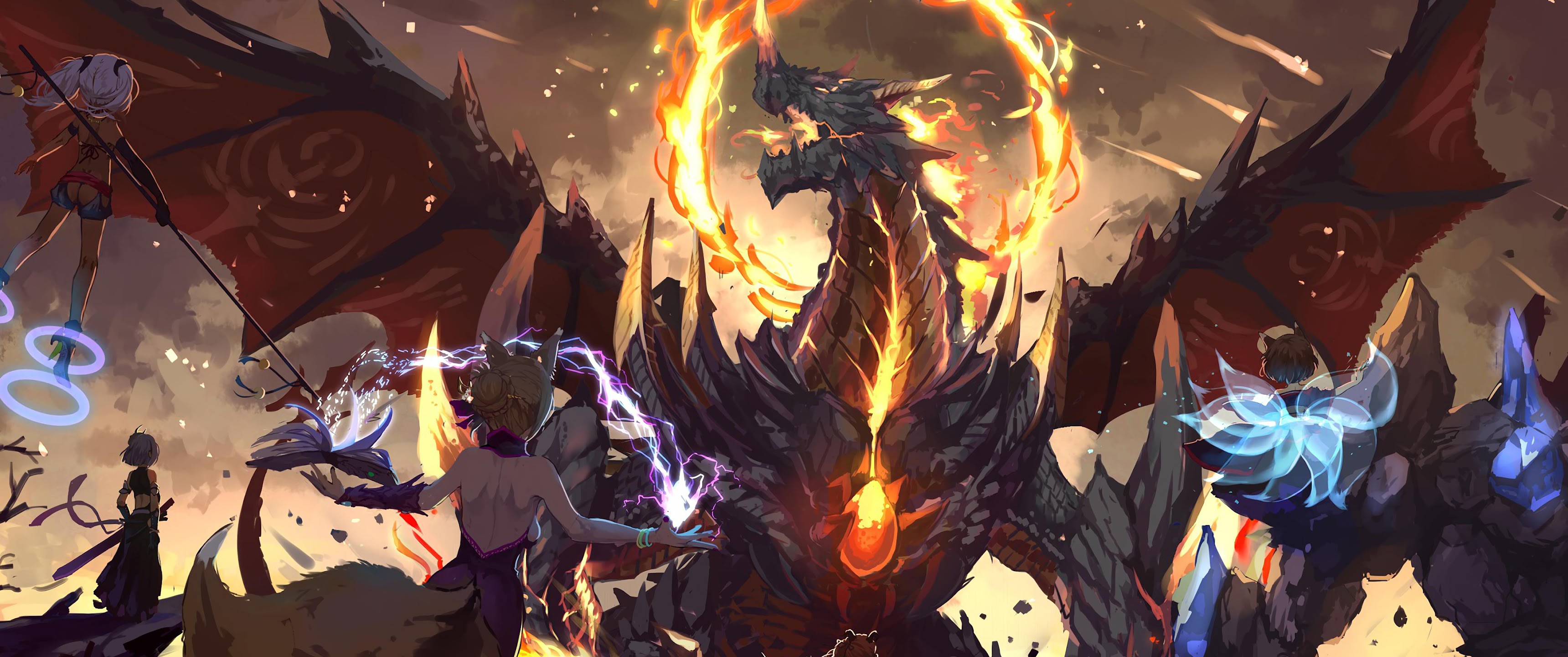 Dragon Anime Battle 4K Wallpaper