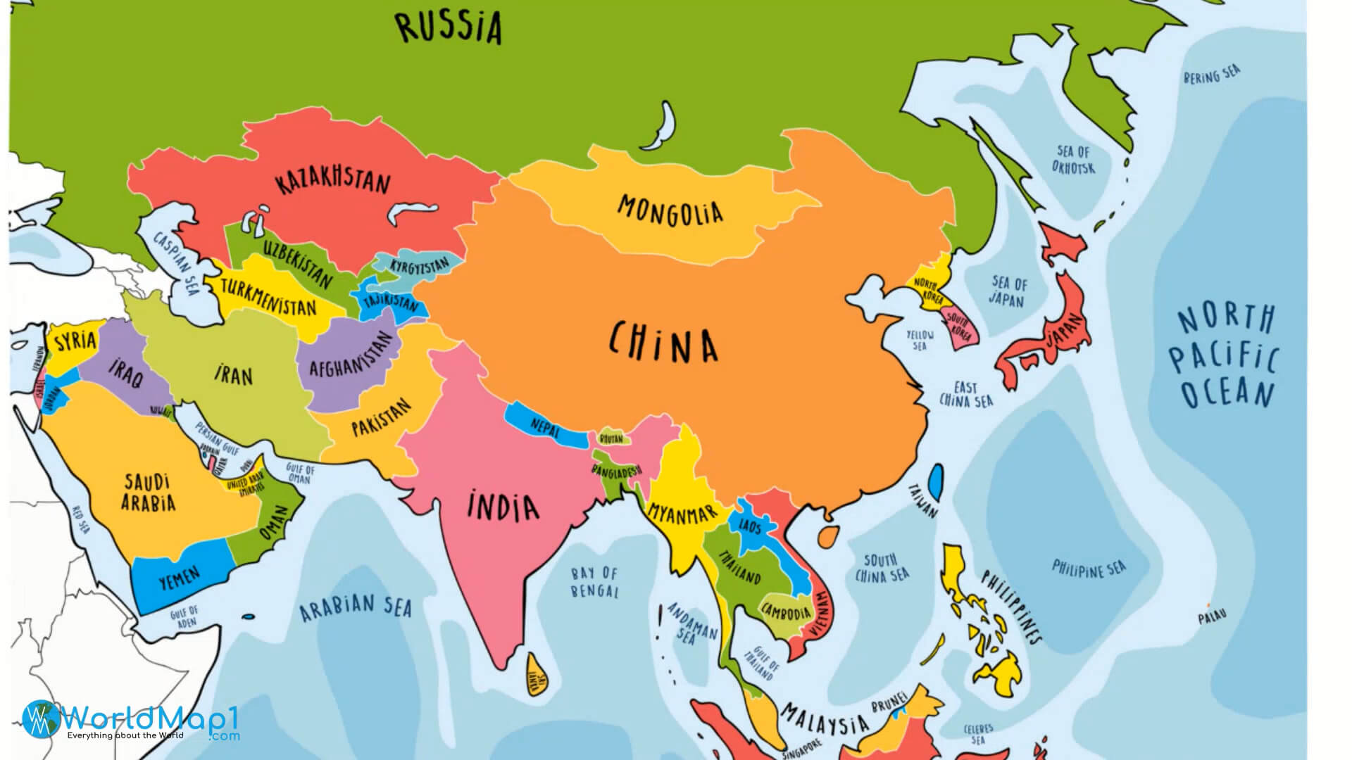 Asian Countries Maps, Satellite Image from Space 5