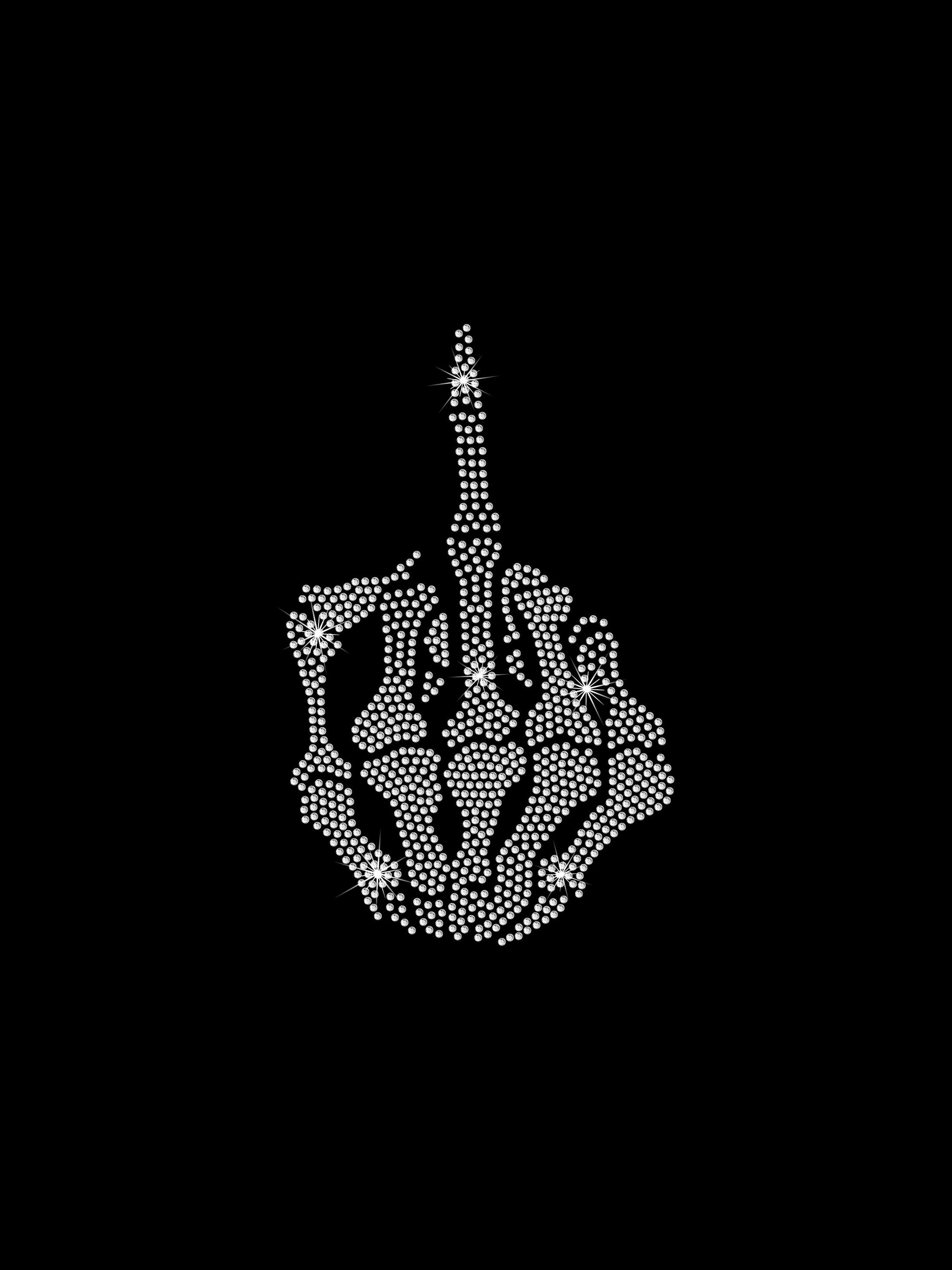 Rhinestone Transfer Skeleton Hand Middle Finger