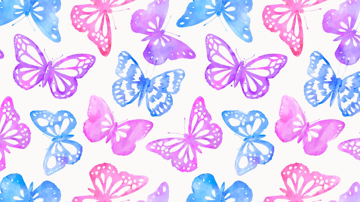 Watercolor butterfly computer wallpaper, feminine
