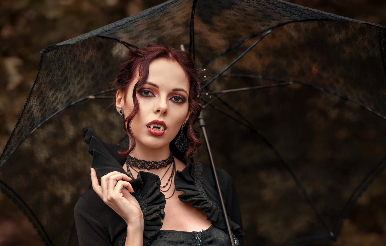 Wallpaper girl, umbrella, vampire image for desktop, section девушки