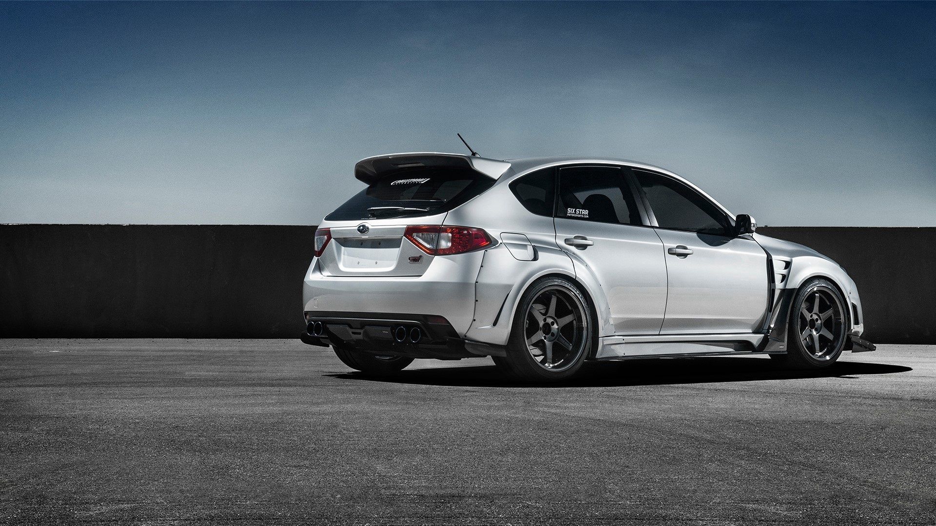 Download wallpaper 1920x1080 subaru, impreza, wrx, sti, white, side view full hd, hdtv, fhd, 1080p HD background