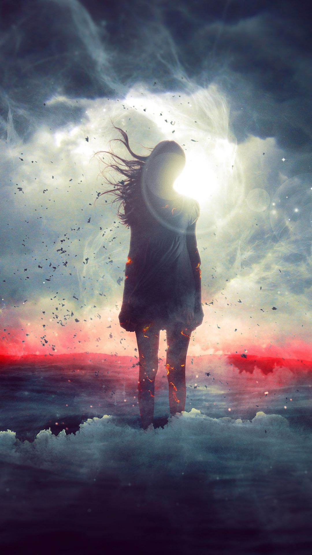 Woman, outdoor, surreal, fantasy, silhouette, clouds, art Wallpaper. Anime scenery, Surreal art, Art wallpaper