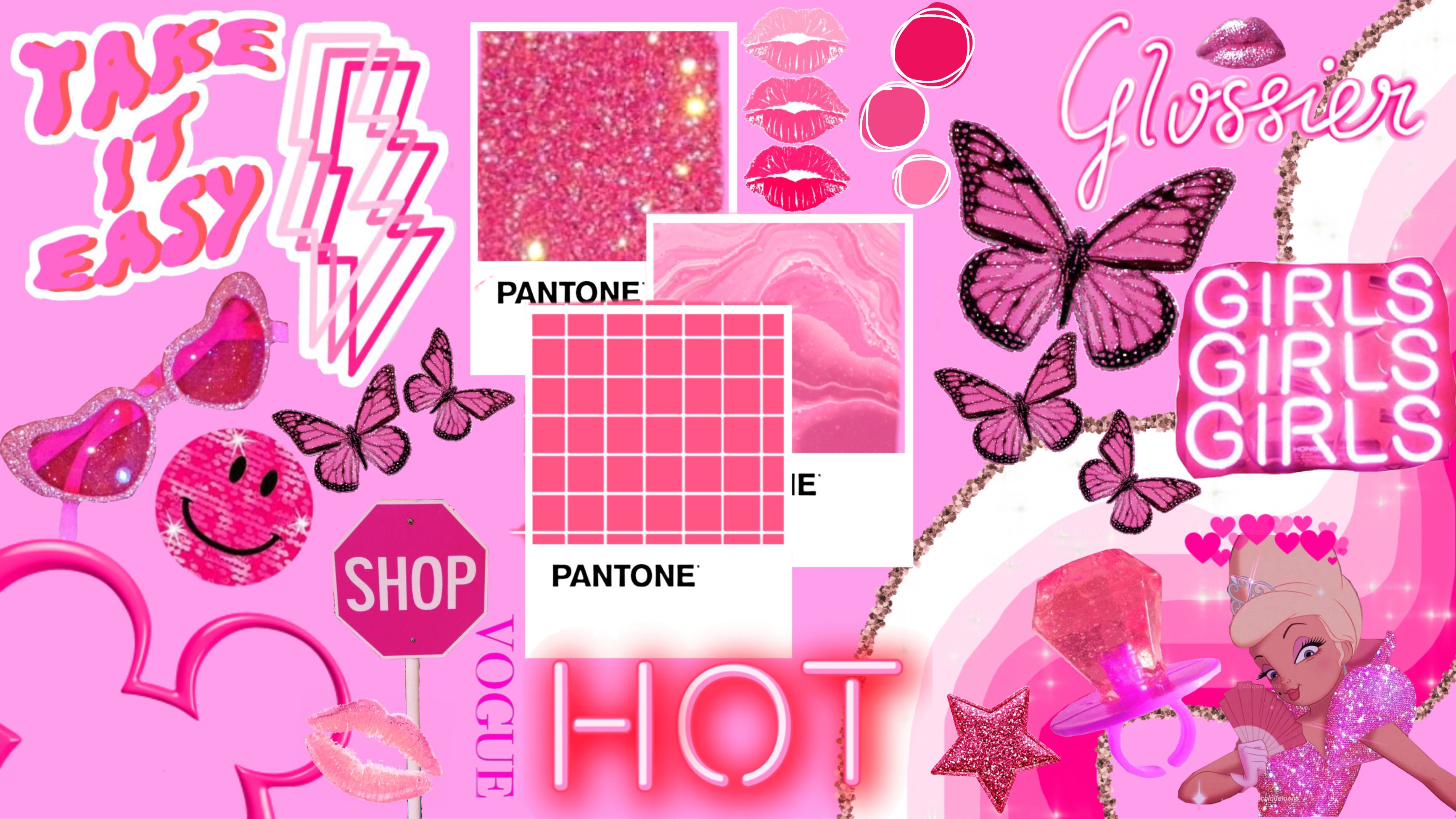 Download Girly Baddie Aesthetic In Pink Wallpaper