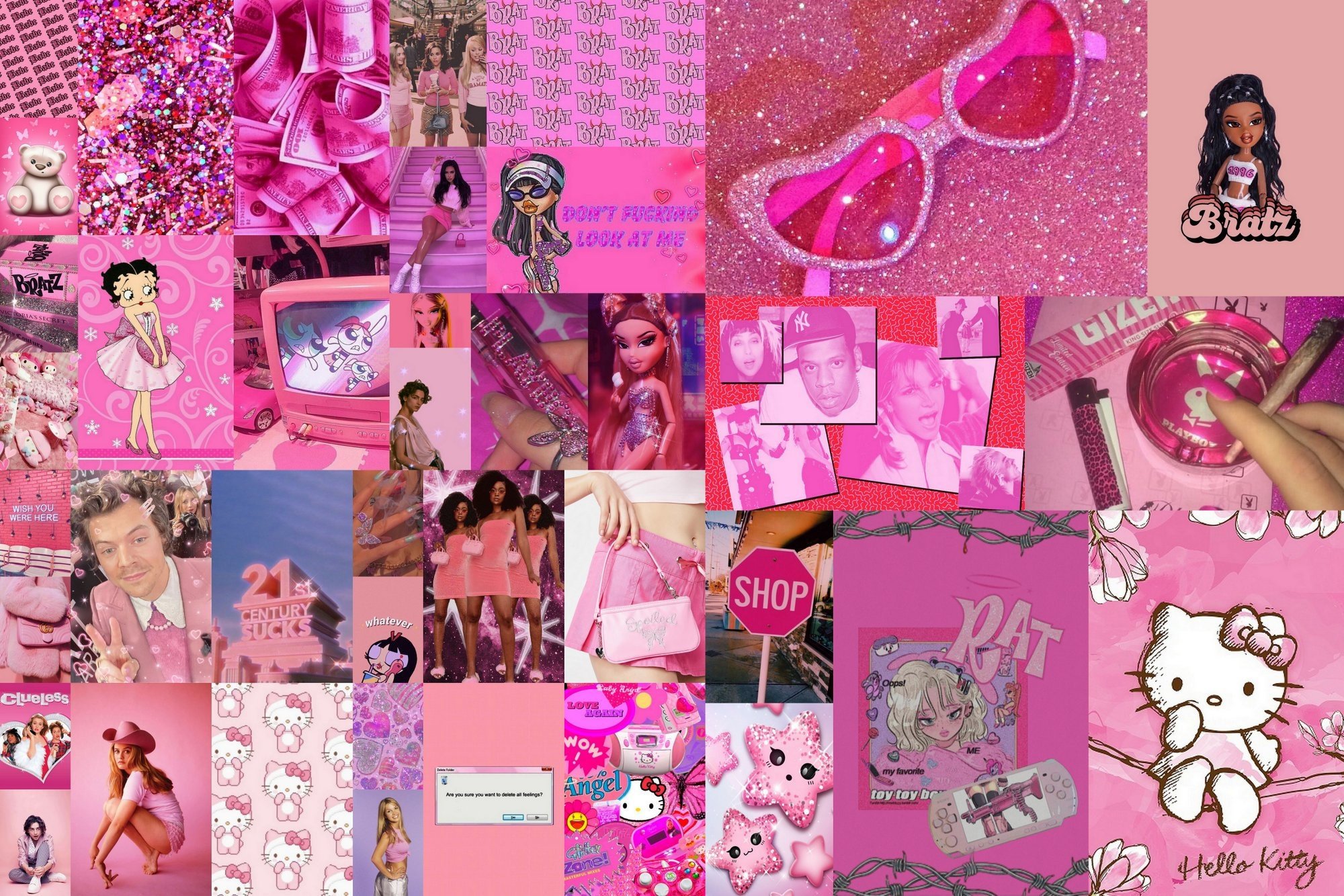 Y2k Wall Decor Aesthetic Pink Collage Kit DIGITAL