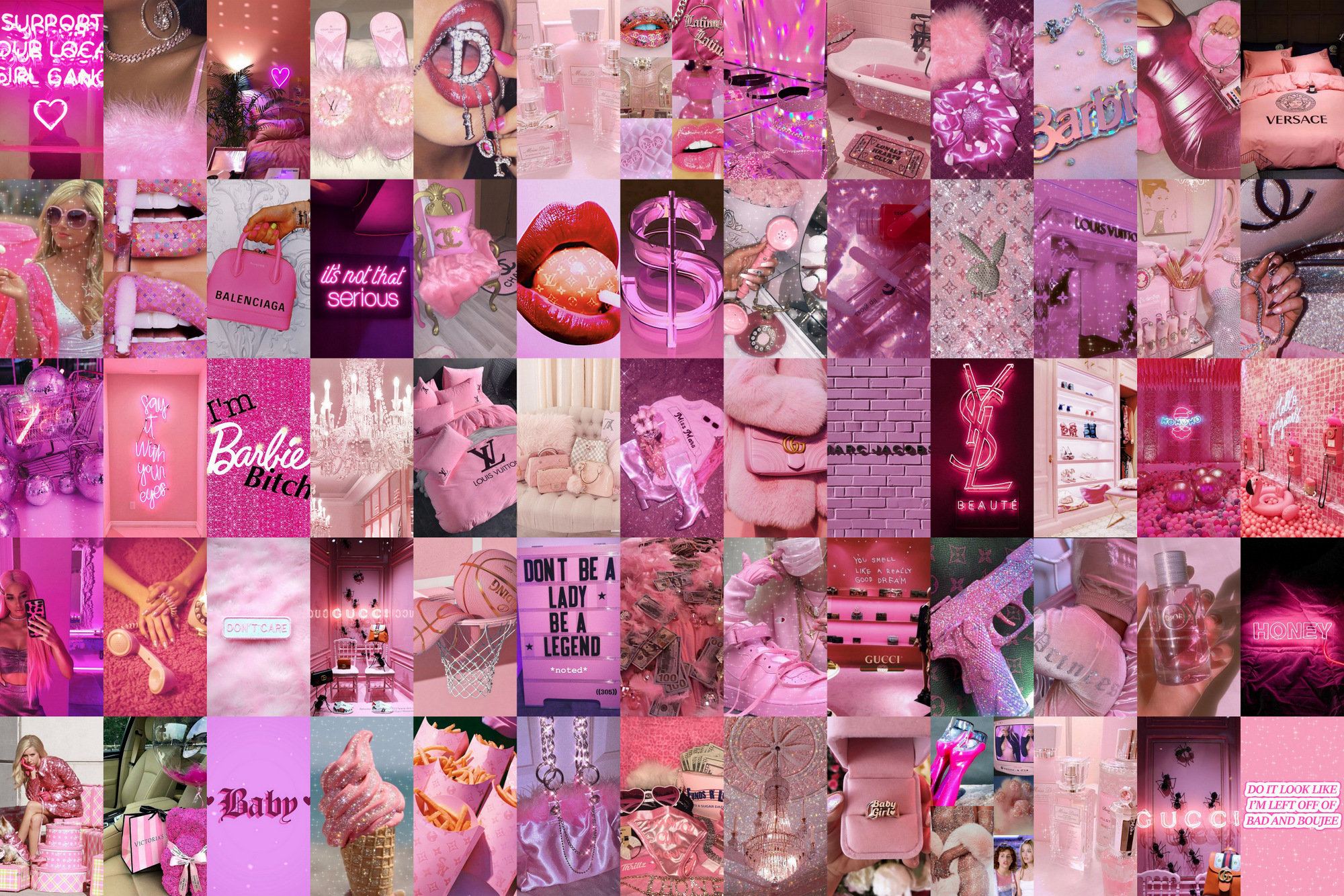 Pink Wall Collage Kit Boujee Teen Room Decor Pink Baddie