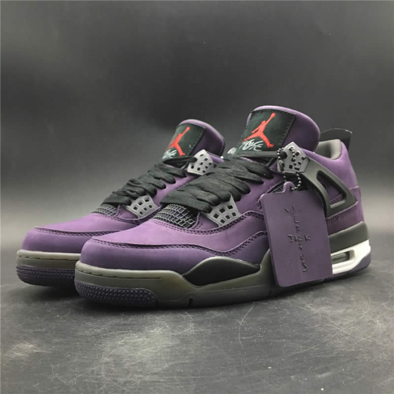 Travis Scott x Air Jordan 4 Purple On Feet