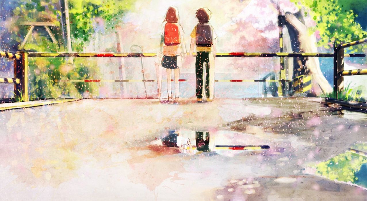 Anime couple girl boy spring wallpaperx900