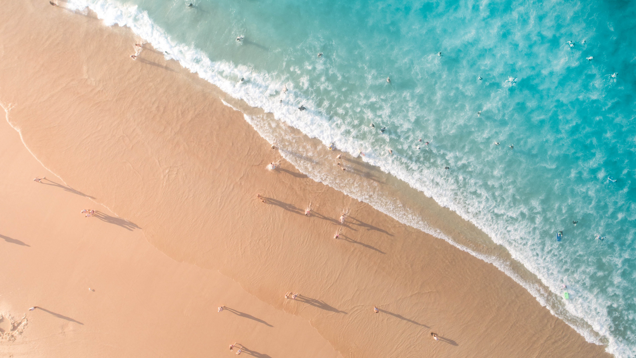 Download Aerial view, beach, nature, summer wallpaper, 2048x1152, Dual Wide, Widescreen