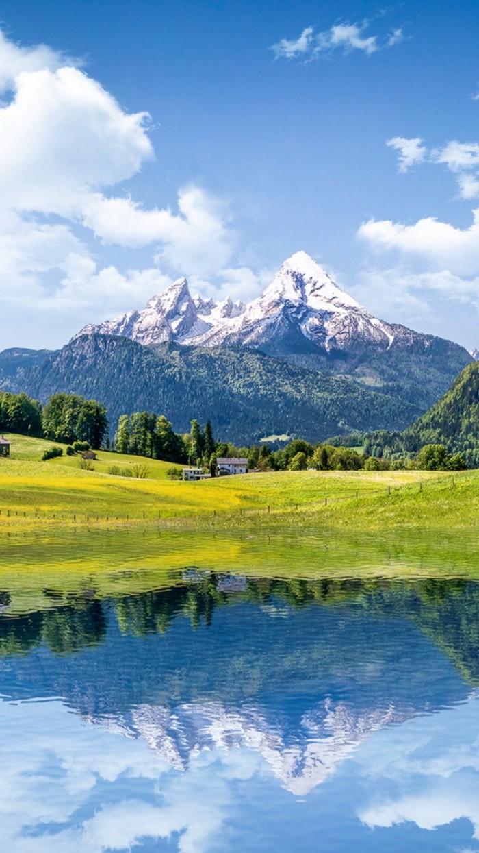 Summer Mountain Lake Reflection Landscape IPhone 6 Wallpaper