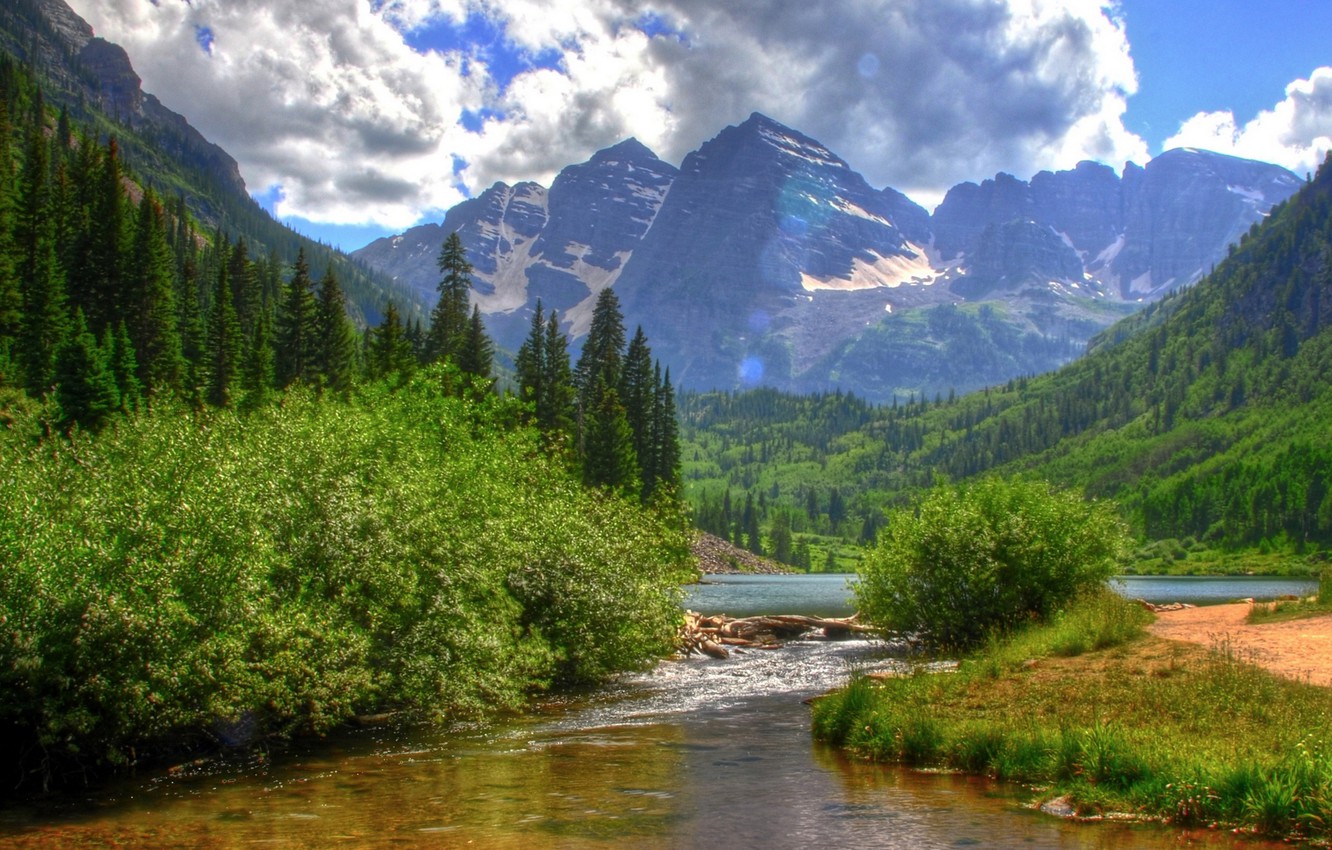 Wallpaper the sky, Mountains, Summer, forest, river image for desktop, section пейзажи