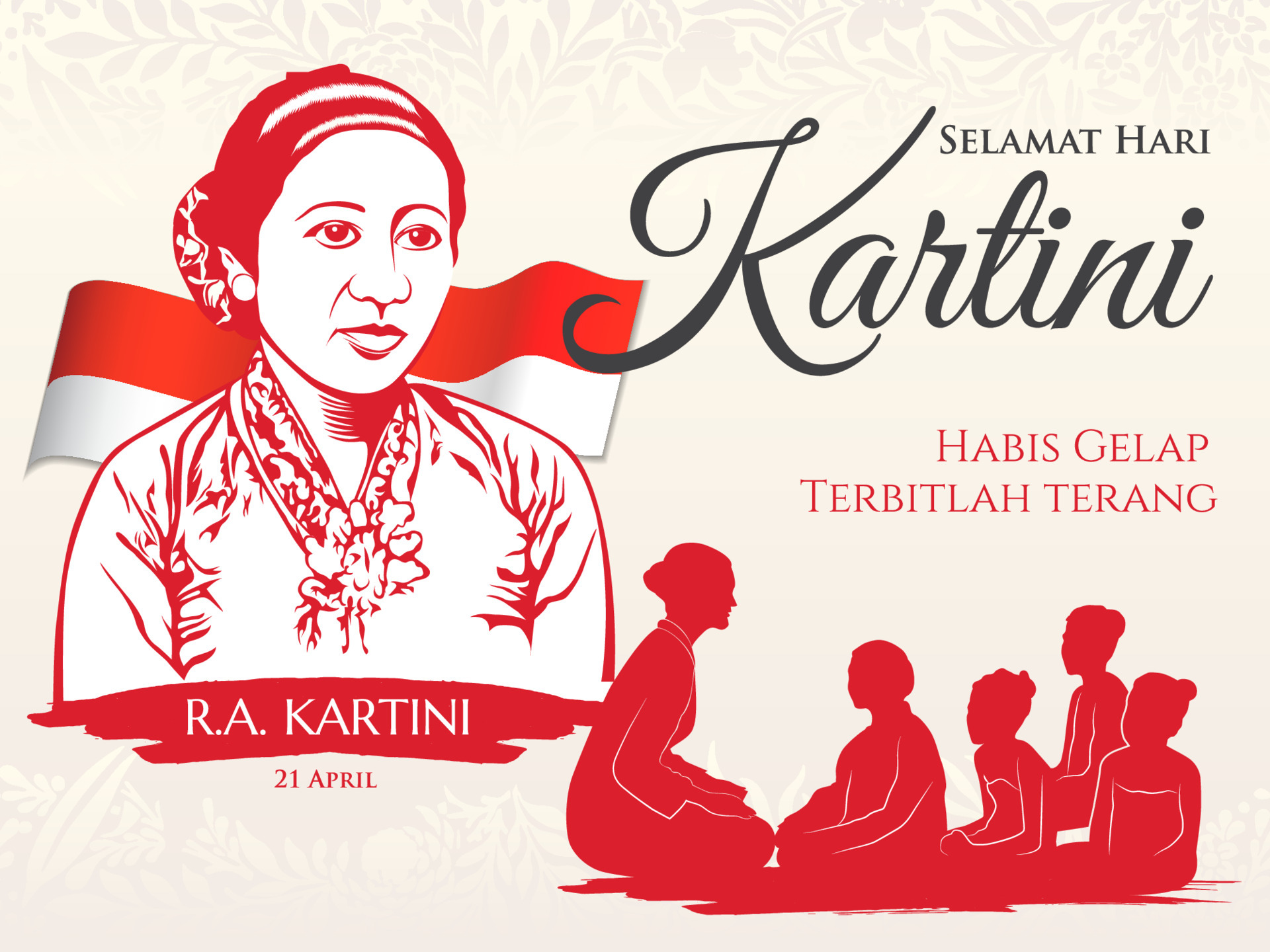 selamat hari Kartini. Translation Happy Kartini day. Kartini is the heroes of women education and human right in Indonesia
