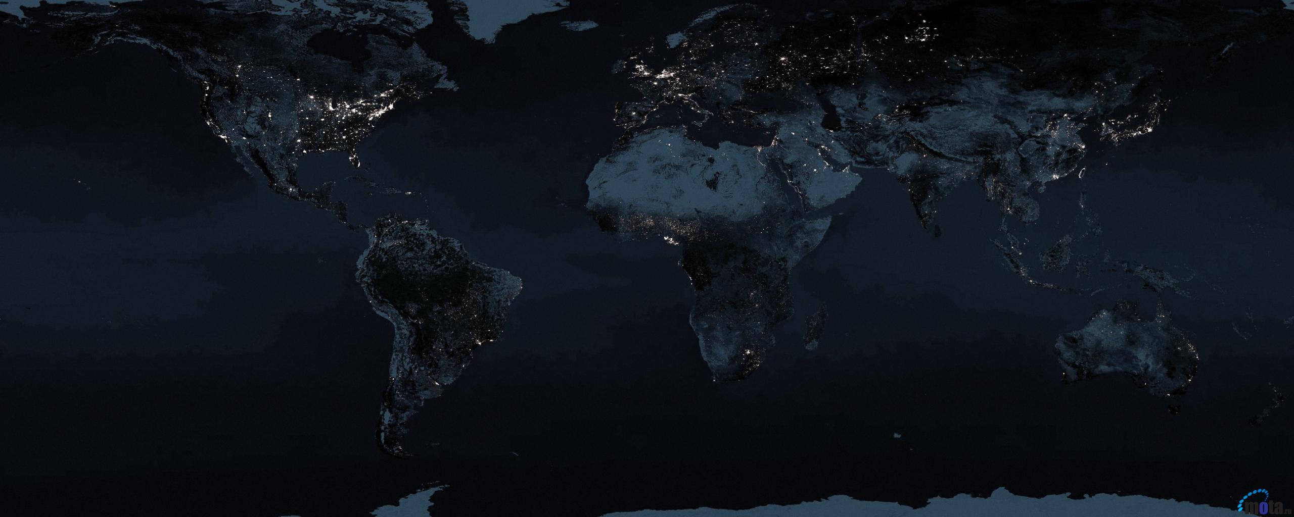 Free download Download Wallpaper Night Earth Map 2560 x 1024 Dual Monitor Desktop [2560x1024] for your Desktop, Mobile & Tablet. Explore Earth at Night Desktop Wallpaper. Earth Background Wallpaper