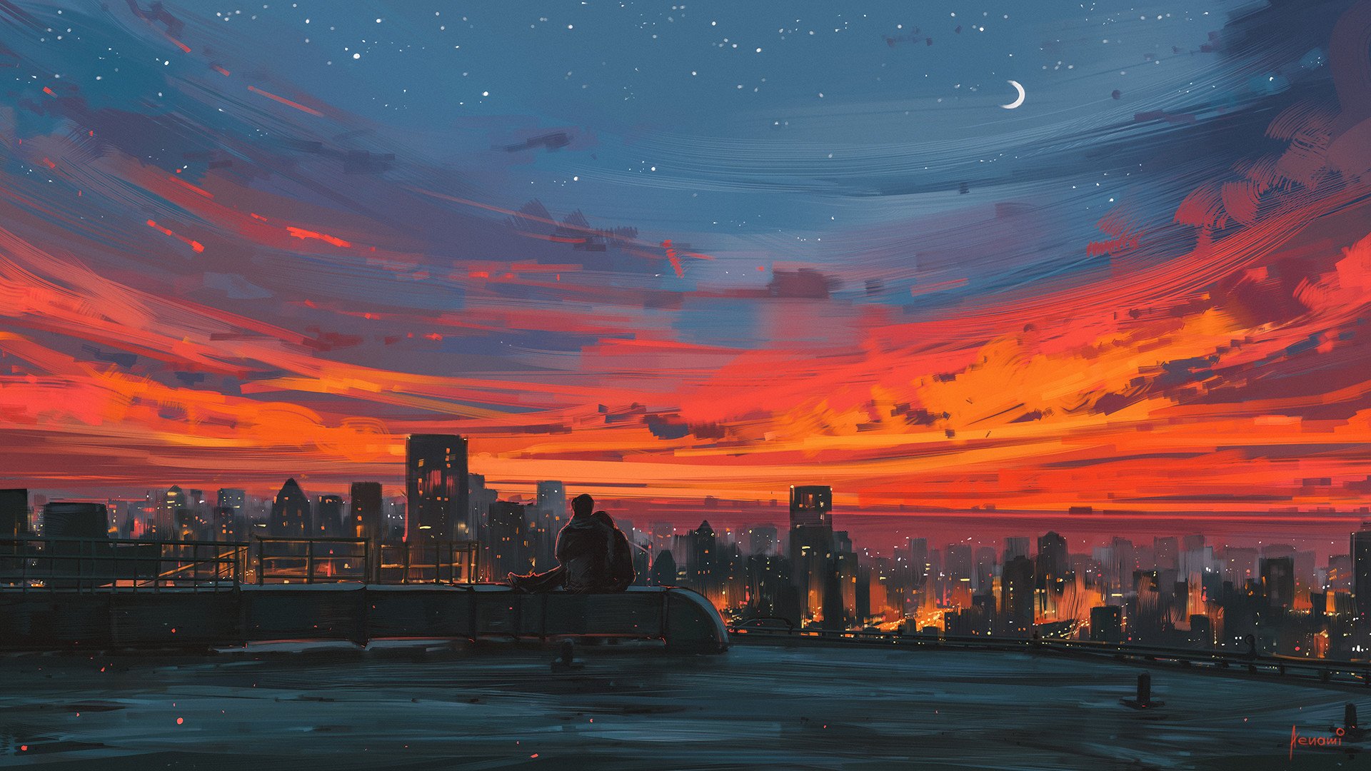 Aenami, Cityscape, Colorful, City, Sunset, Sky Wallpaper HD / Desktop and Mobile Background