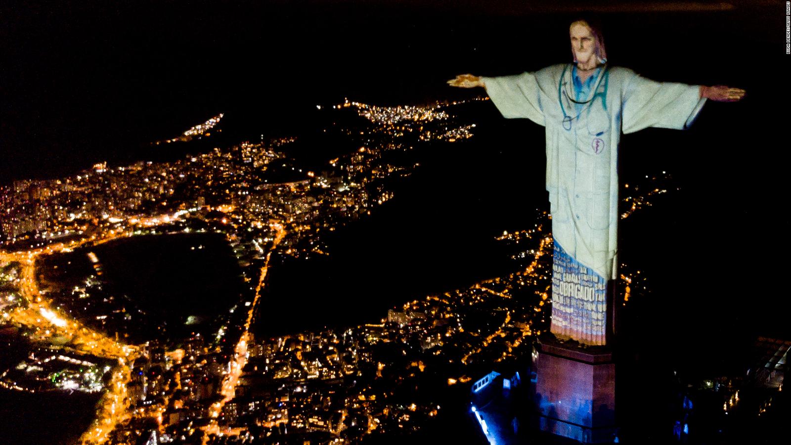 See Rio's Christ the Redeemer statue lit up as a doctor
