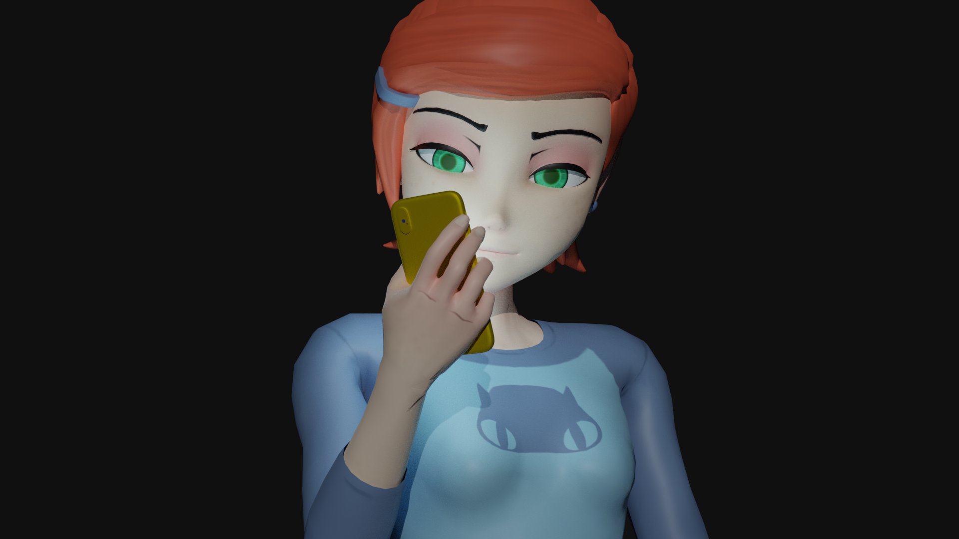 Gwen Tennyson With iPhone Wallpaper 3D Rendering