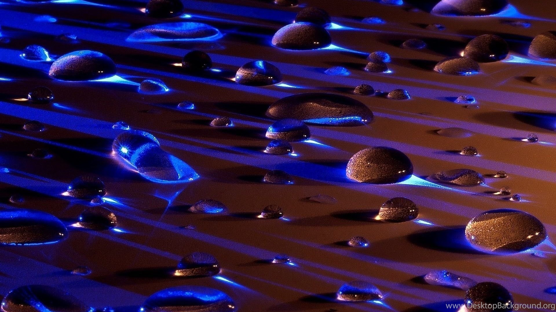 Cool Blue Neon Lights Water Drops Desktop Background