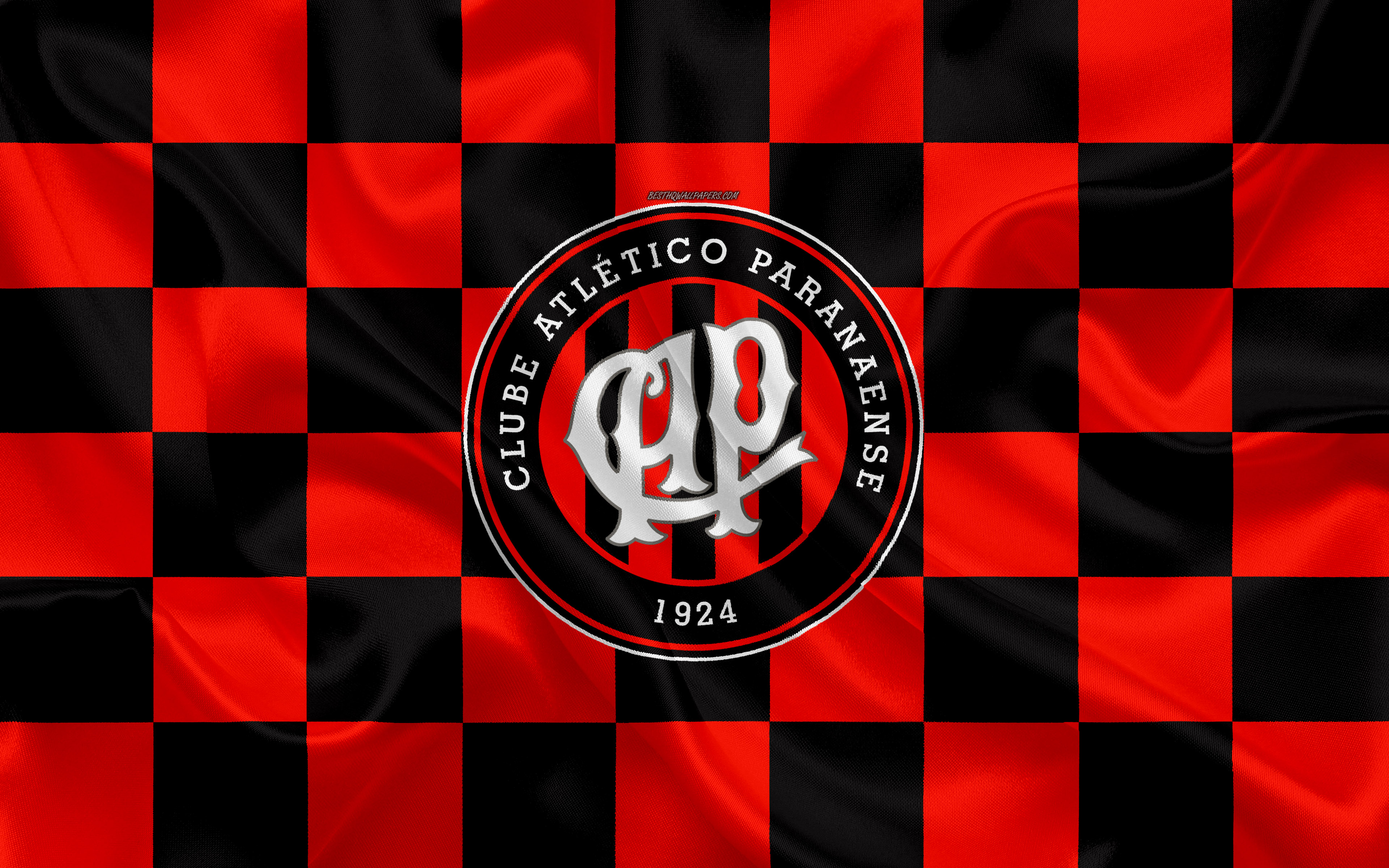 Atletico Paranaense FC, new logo, Serie A, red metal background