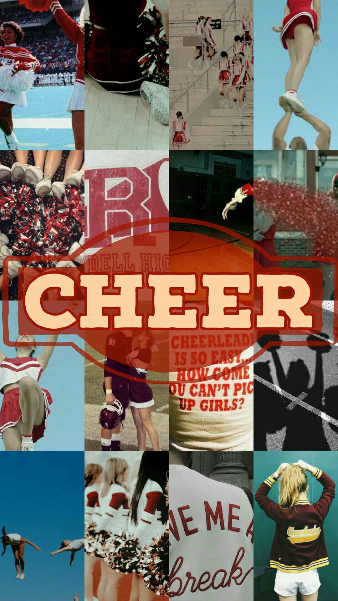 Cheerleader Lockscreen ○ Wallpaper ○ Red Aesthetic. Cheer posters, Cute cheer picture, Cheer team picture