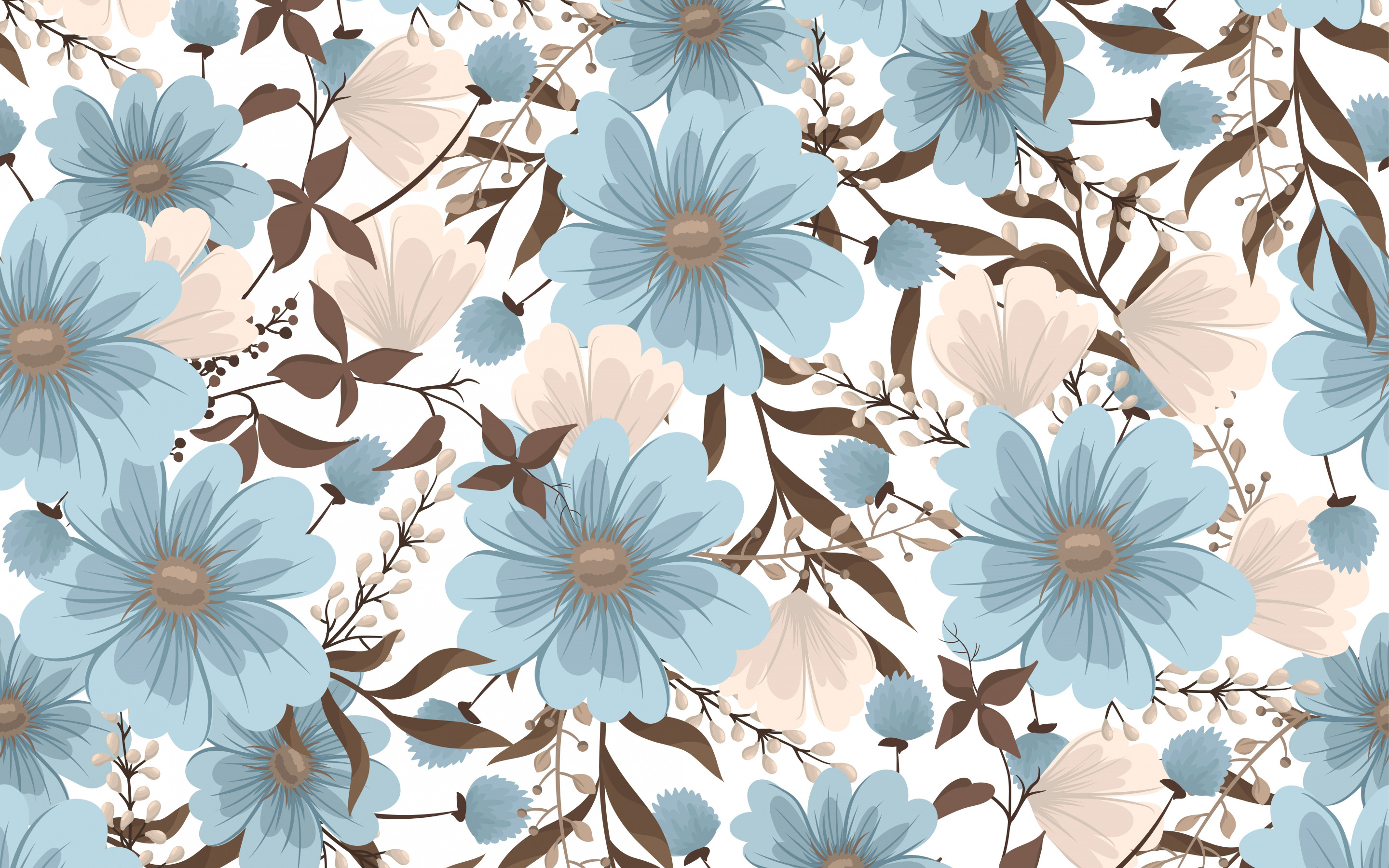 Download wallpaper retro flowers texture, blue brown flowers texture, retro floral background, texture with flowers, retro background for desktop with resolution 2880x1800. High Quality HD picture wallpaper