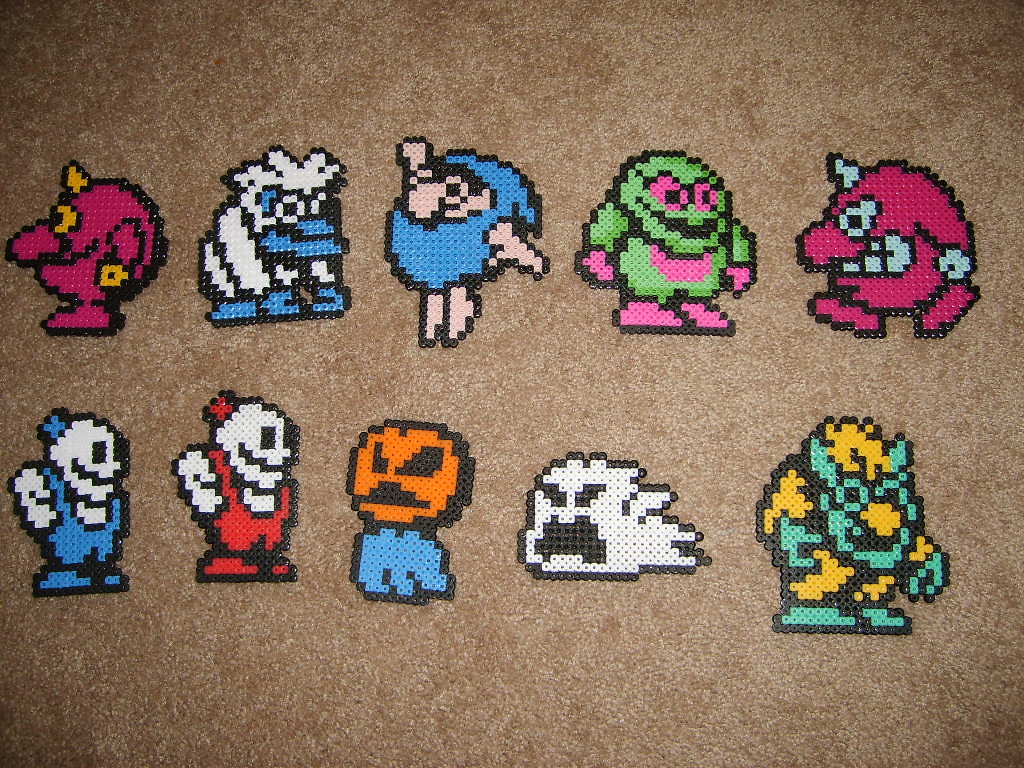 Snow Bros. Perler bead crafts from the NES game Snow Broth