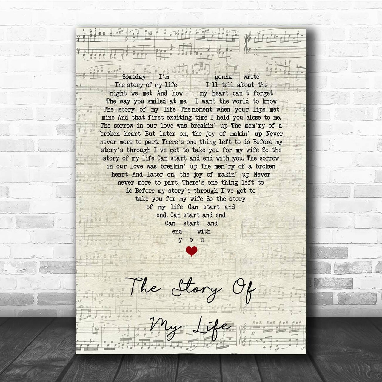 Michael Holliday The Story Of My Life Script Heart Song Lyric Print Lyric Designs