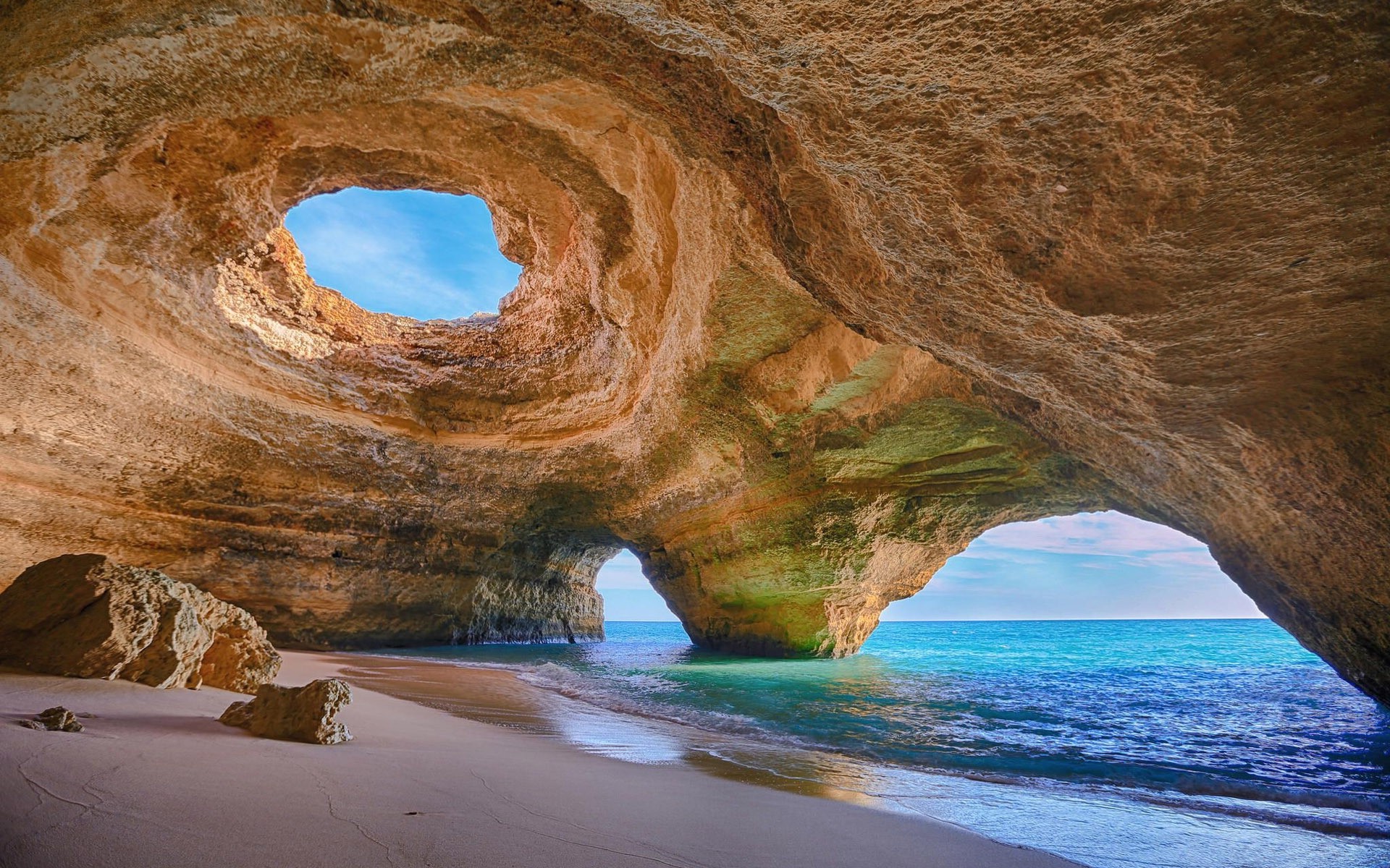 Portugal, Cave, Beach, Rock, Sand, Sea, Water, Erosion, Nature, Landscape Wallpaper HD / Desktop and Mobile Background