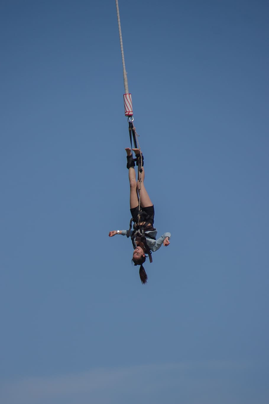 Woman Hang On Bungee Rope, Jump, Air, Bungy, Sky, Adventure