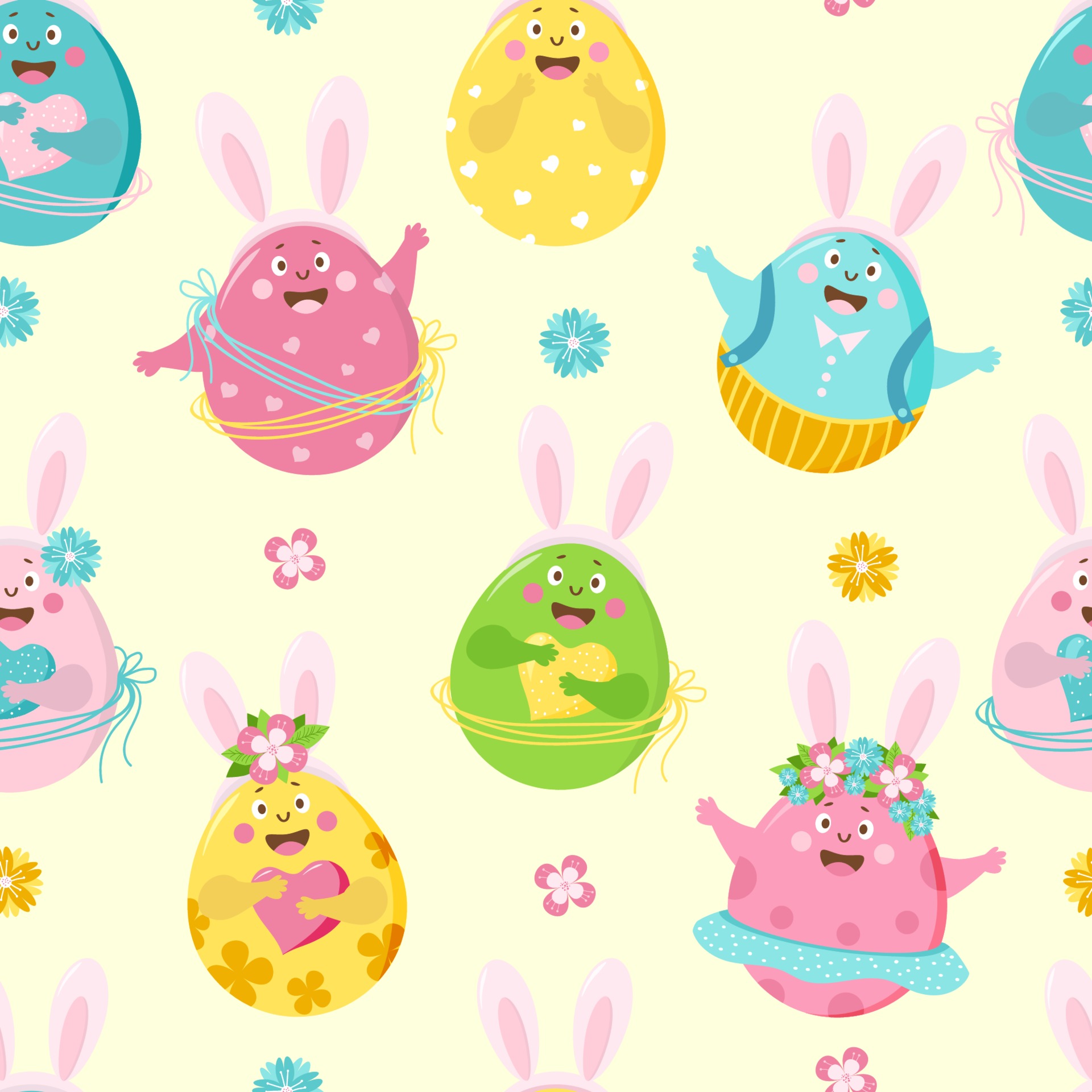 Easter seamless pattern. Funny Easter