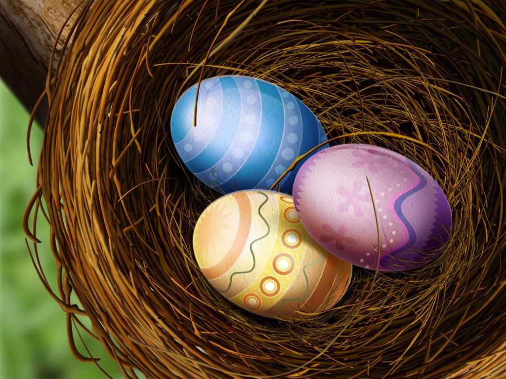 Easter eggs in nest Google+ Cover Photo