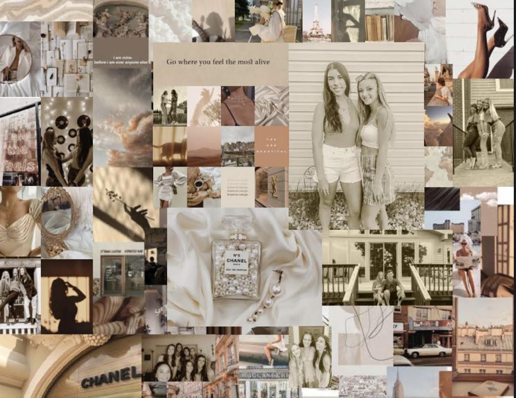 Tan aesthetic collage. Hanna's Marbles & Co