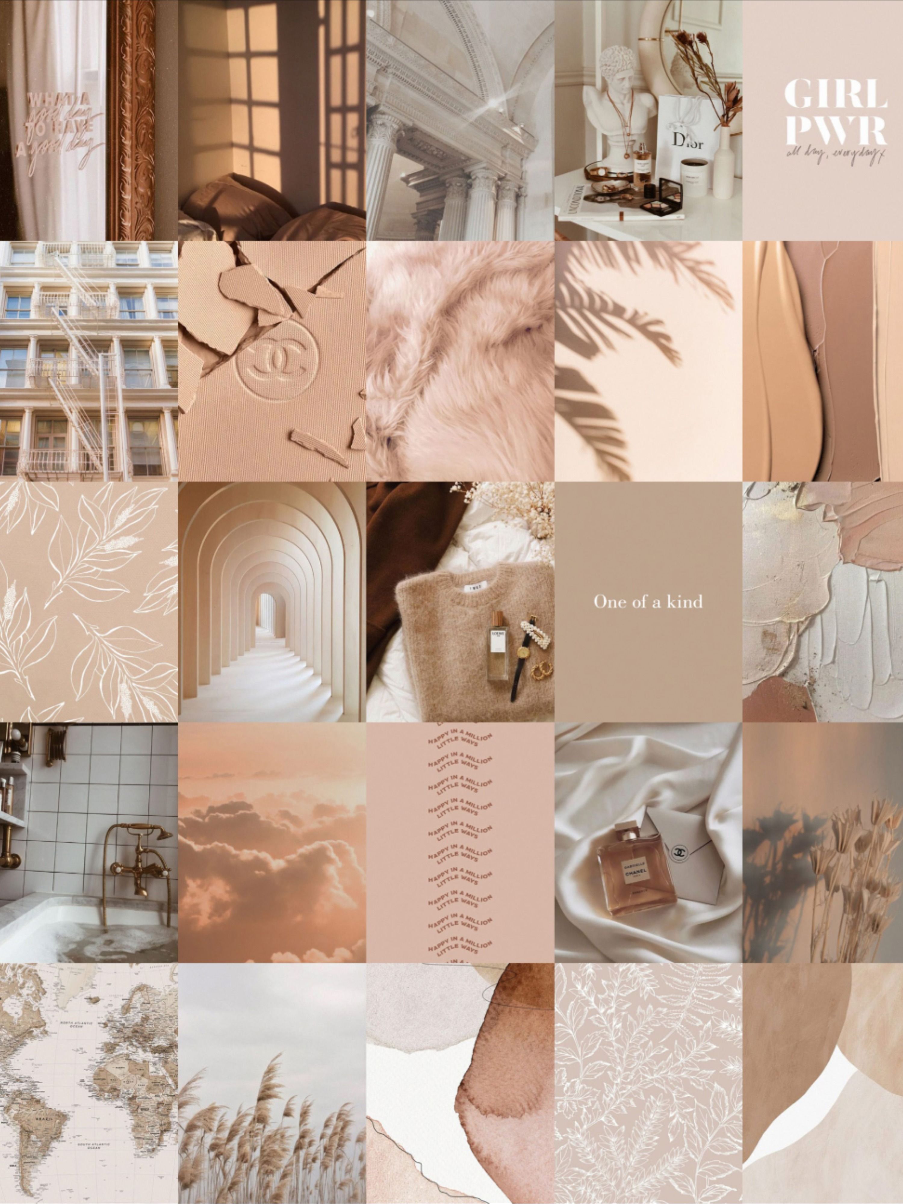 Beige Wall Collage Kit Tan Aesthetic DIGITAL Prints Wall. Etsy. Wall collage decor, Aesthetic desktop wallpaper, iPhone wallpaper tumblr aesthetic