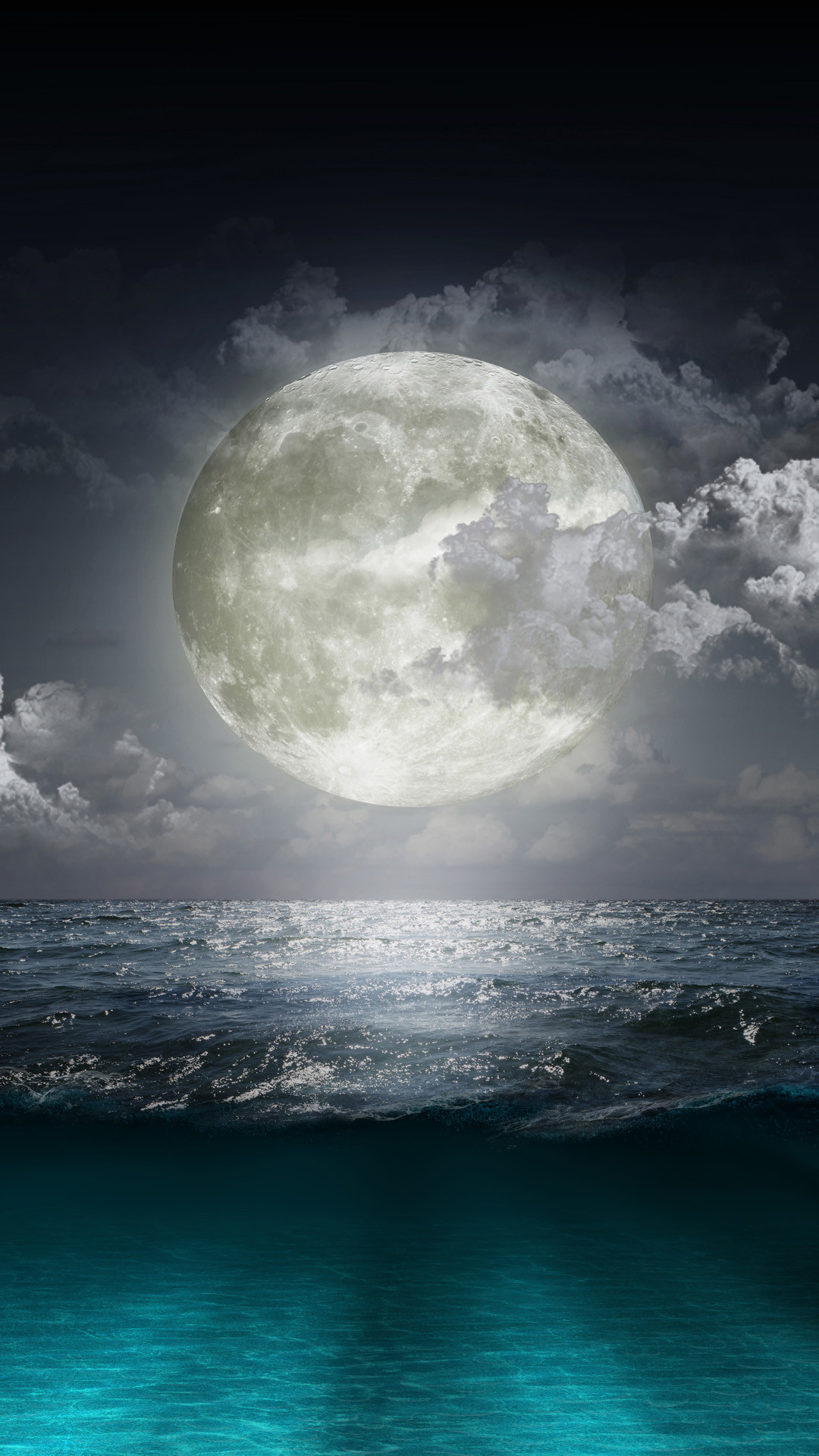 Creative Moon Surge Beach Wallpaper For iPhone Wallpaper & Background Download