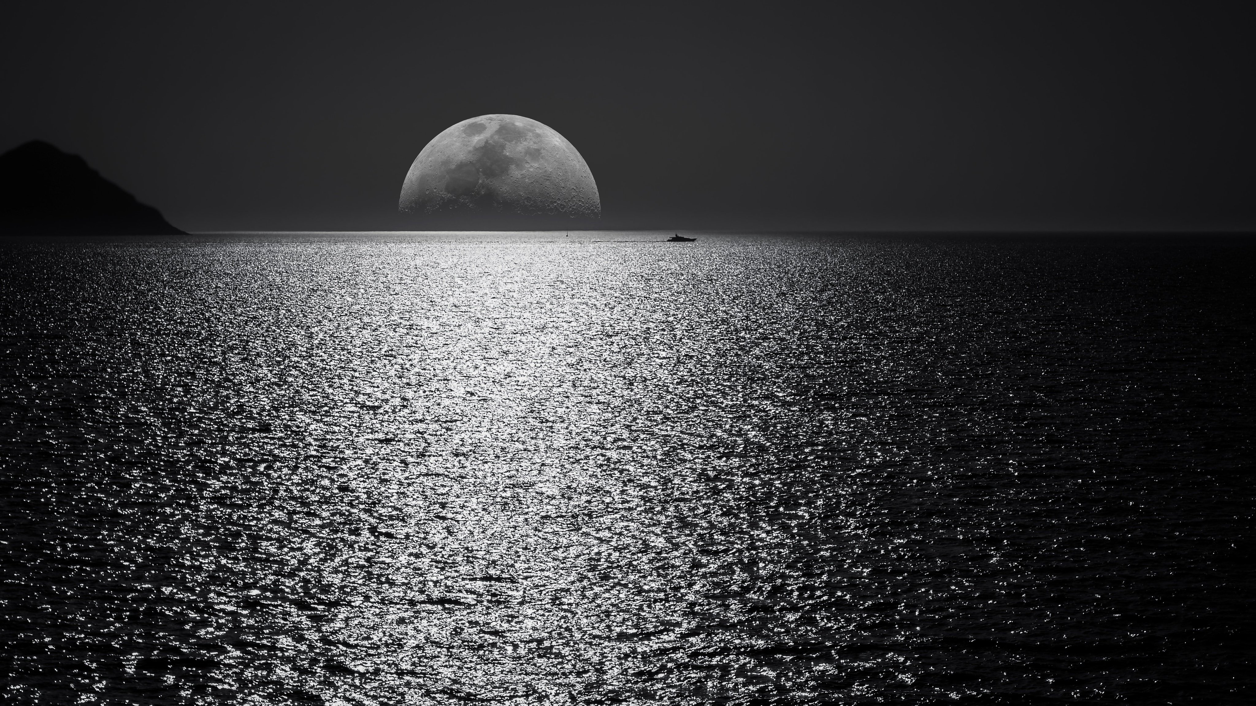 Get HD Walls no Twitter: #Moon and #Sea HD wallpaper #Download #Nature # Wallpaper #image #Android #iPhone
