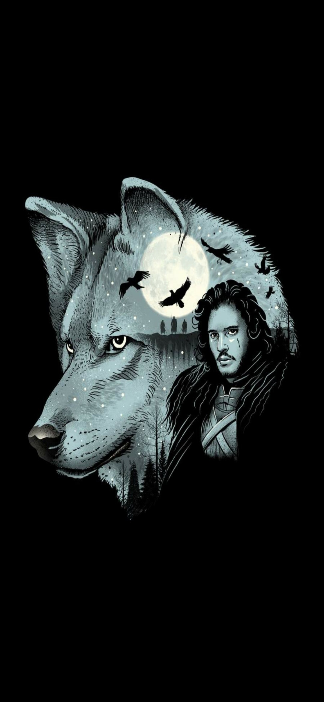 Jon Snow iPhone Wallpaper Full HD With Wolf Ghost