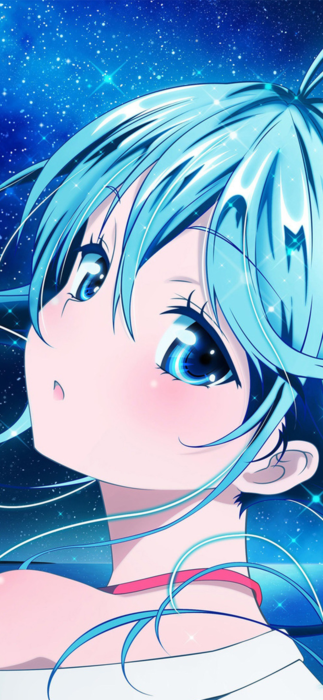 iPhone wallpaper. anime girl blue beautiful arum art illustration