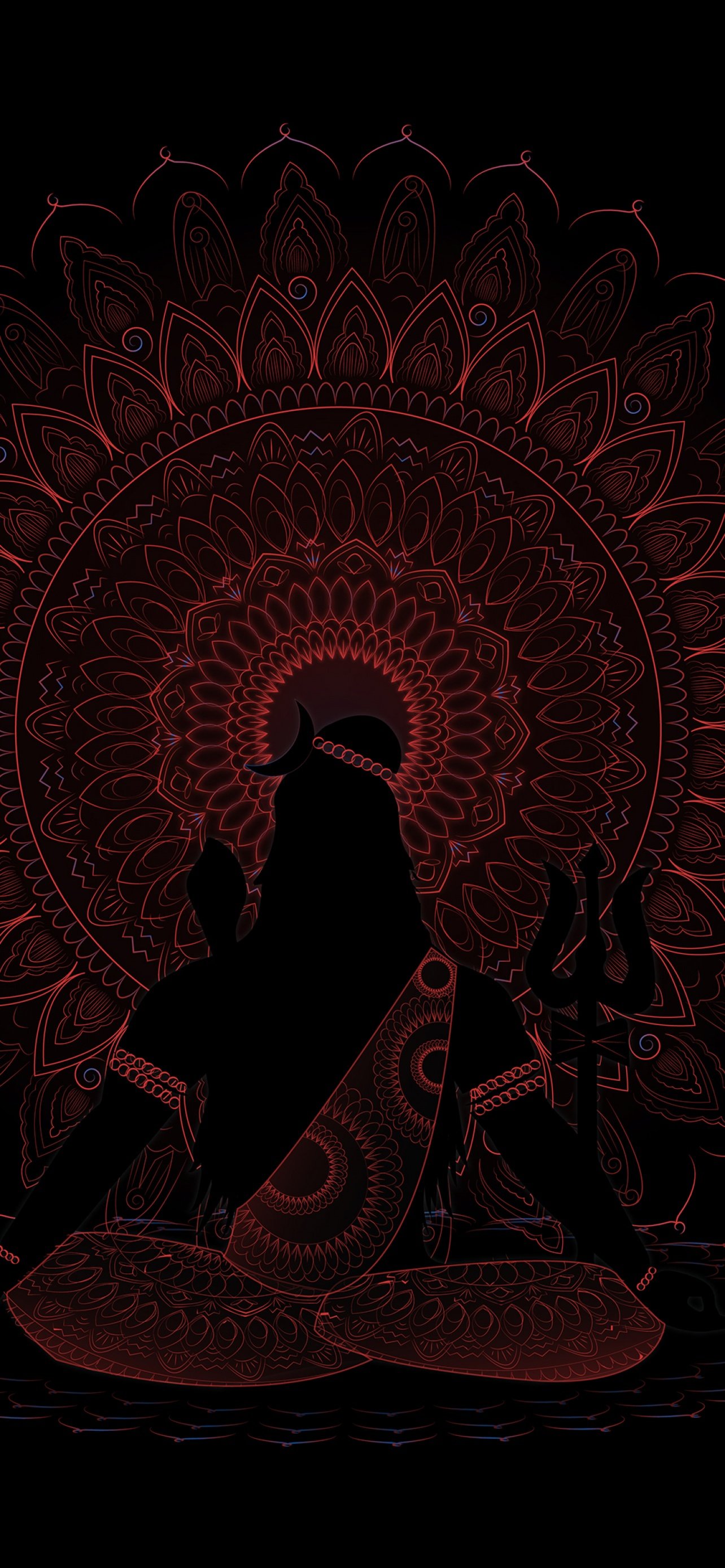 Lord Shiva Wallpaper 4K, AMOLED, Black Background, Illustration, Black Dark