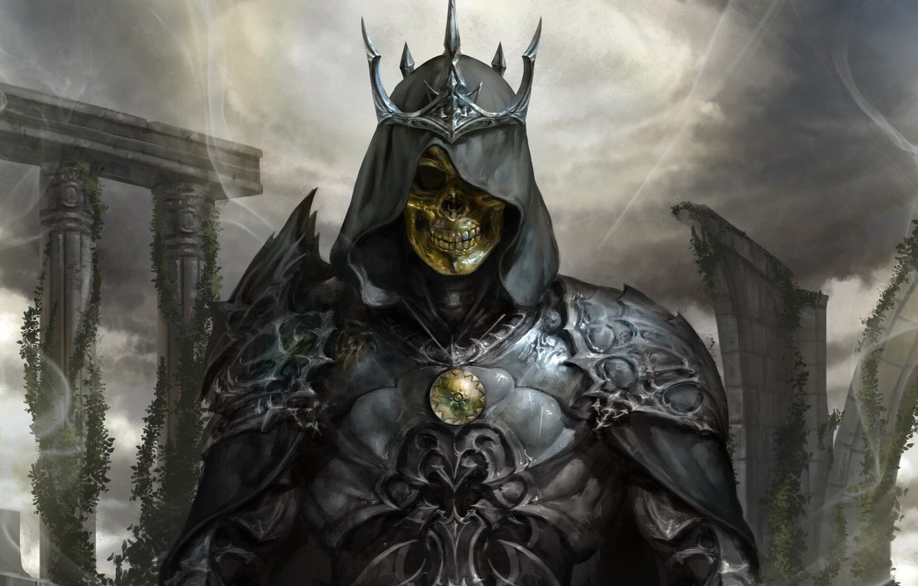Wallpaper skull, armor, crown, fantasy, skeleton, dark fantasy image for desktop, section фантастика