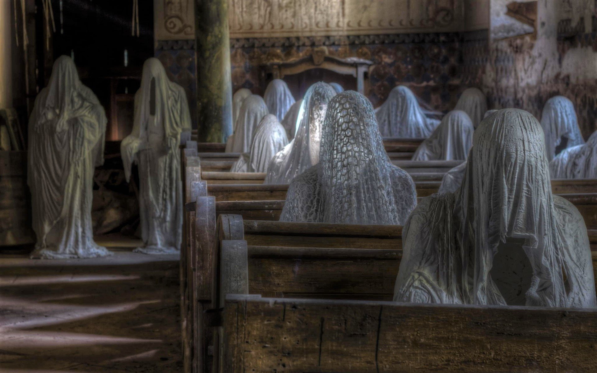 Ghosts in Old Church HD Wallpaper