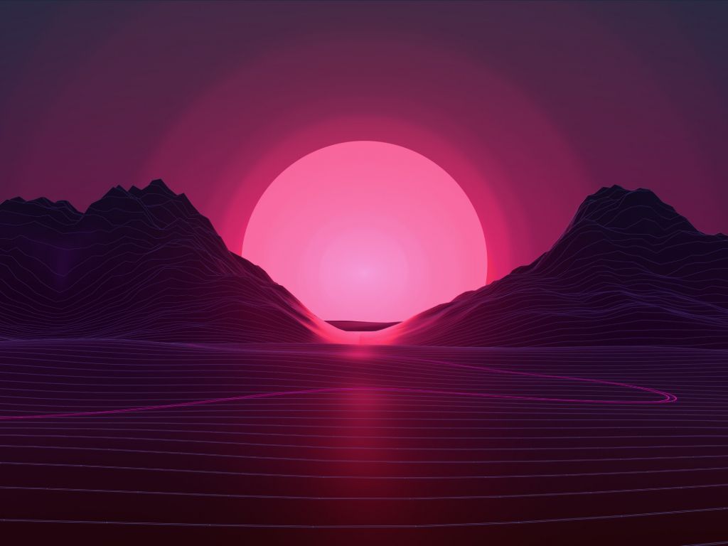 Retrowave Sunset wallpaper in 1024x768 resolution