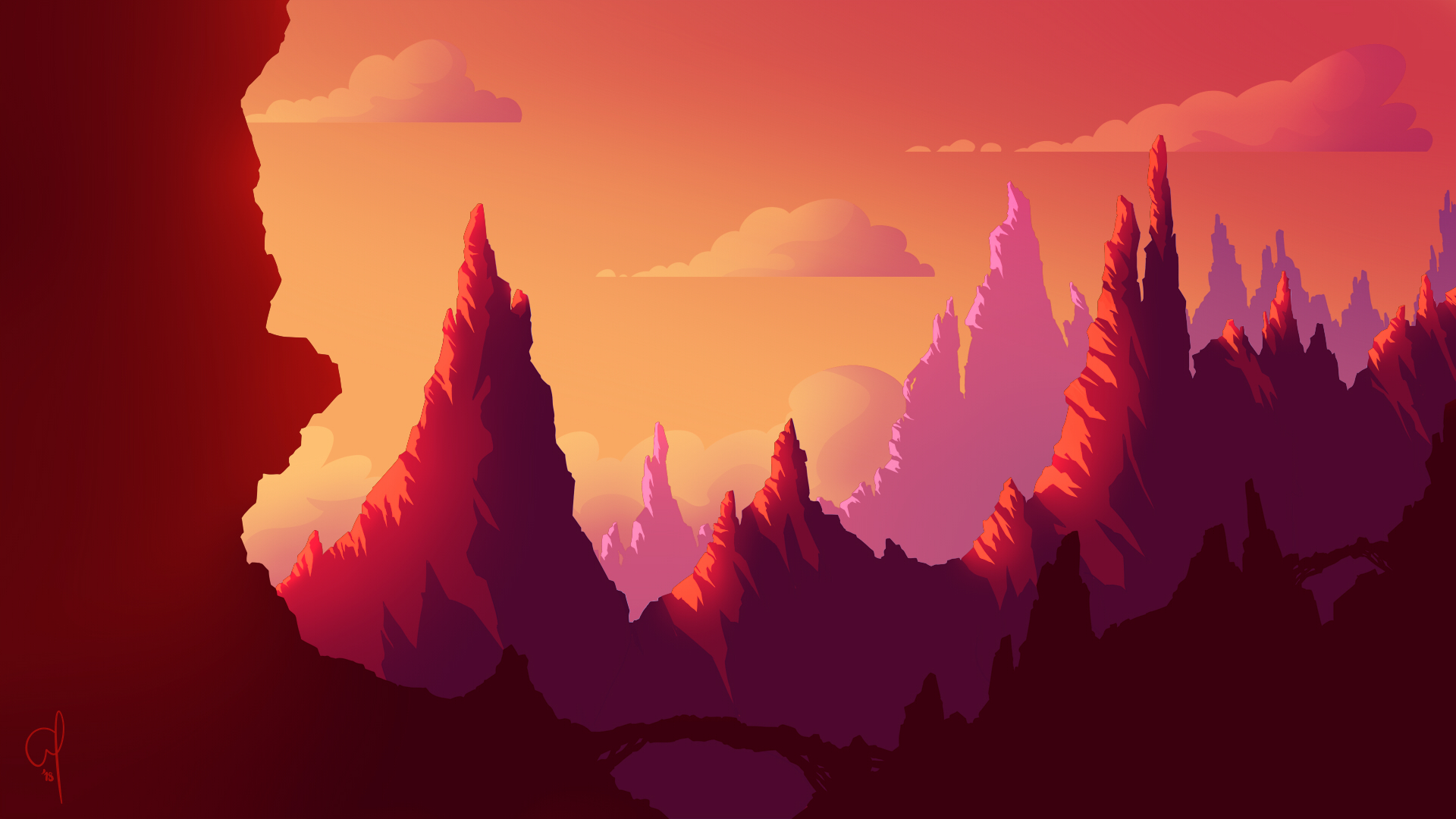 Red Retro Sunset Wallpapers - Wallpaper Cave