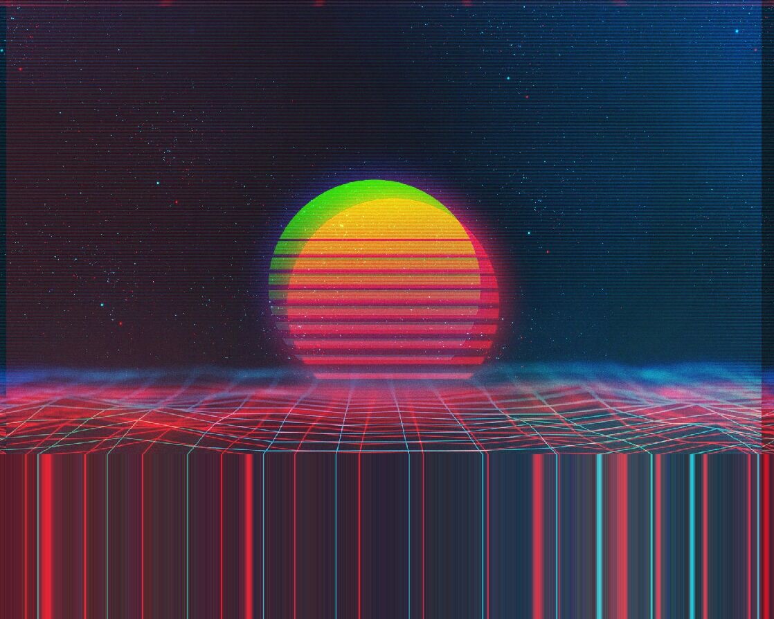I did some tweaking with the classic sunset wallpaper with the Glitch app. The. Retro waves, Synthwave, Sunset wallpaper
