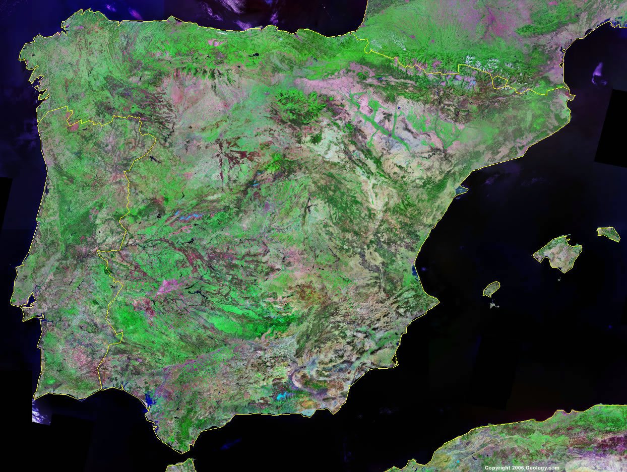 Spain Map and Satellite Image