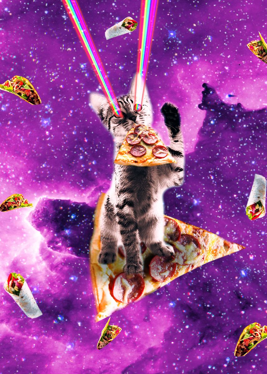 Outer Space Pizza Cat ' Poster