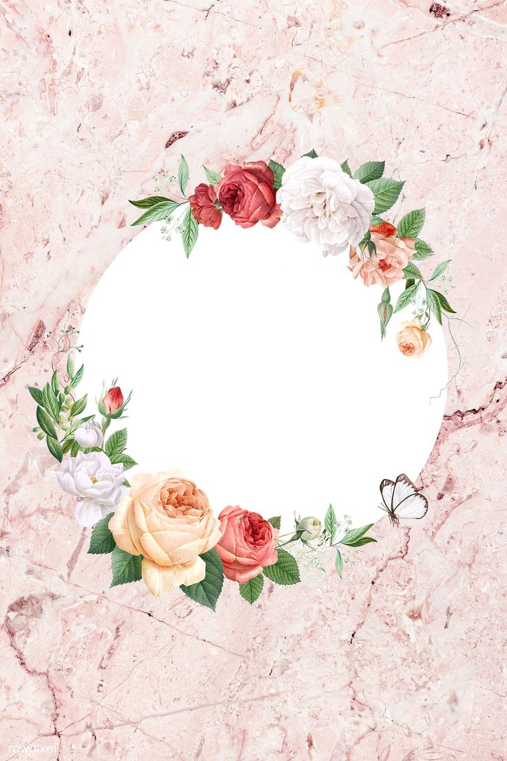 Floral round frame on a marble background illustration. free image by rawpixel.com / Adj / Donlaya. Vector free, Free illustrations, Flower background wallpaper