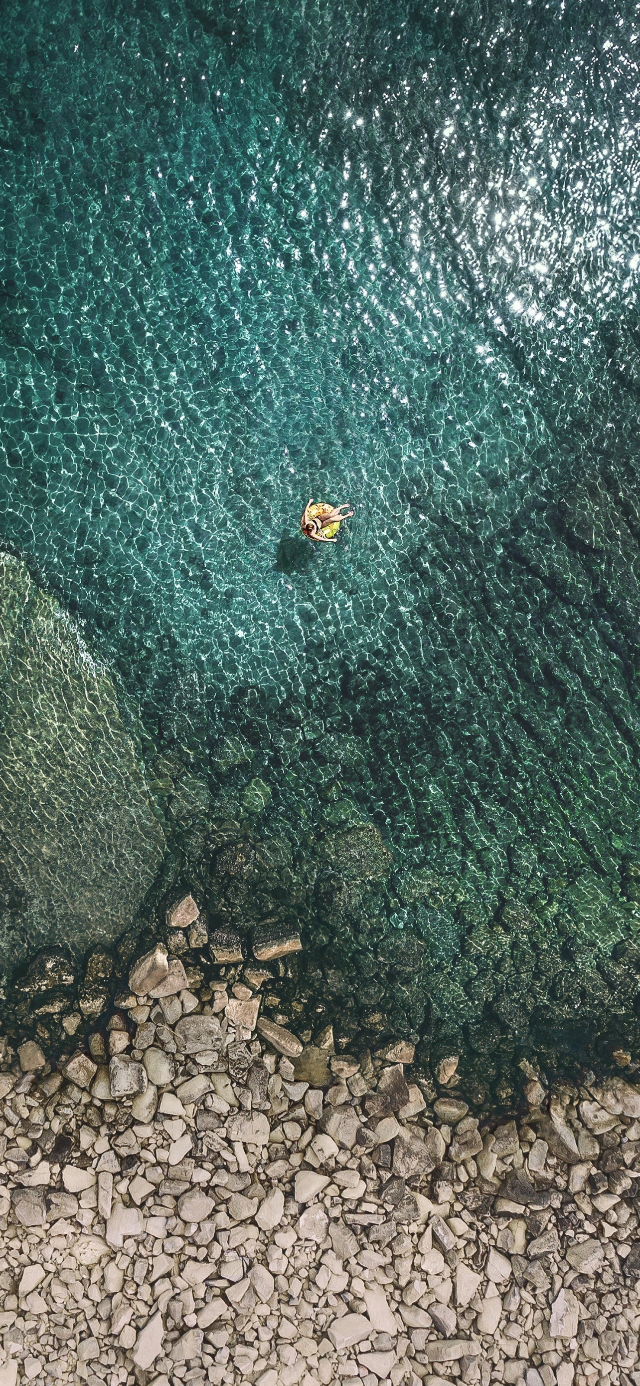 Aerial view Wallpaper 4K, Summer, Seashore, Rocks, Relax, iOS Stock, Photography